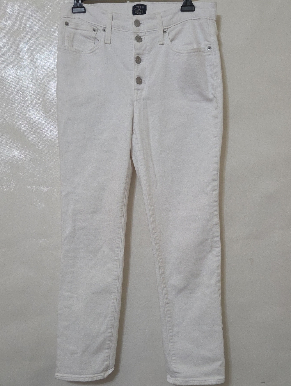 J. Crew Women's White Denim Stretch High Rise Straight Leg Cropped Jeans Size 28